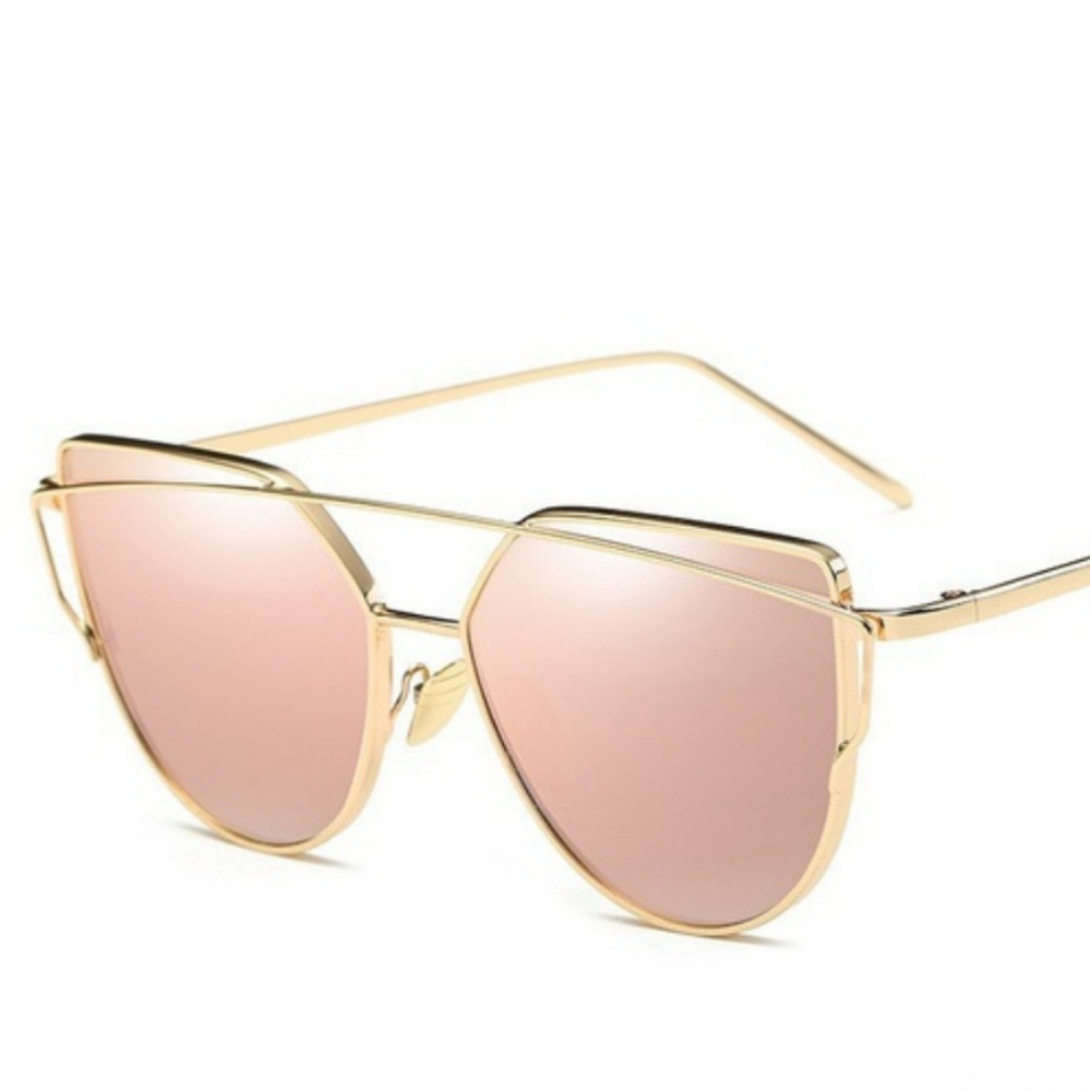 Large gold and pink cat eye sunglasses